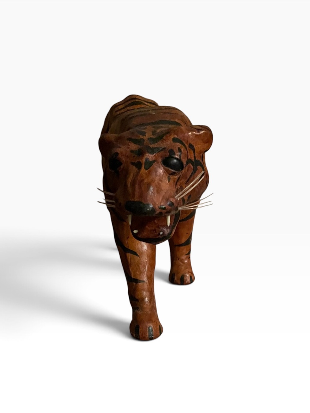 Handmade Paper Mache Bengel Tiger Figure EUC